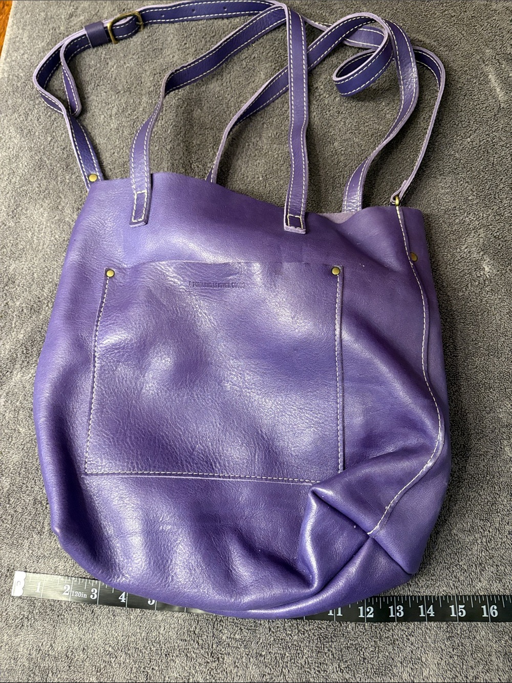 Portland Leather! Purple Leather Tote Bag - Women's Shoulder Bag - Picture 4 of 6